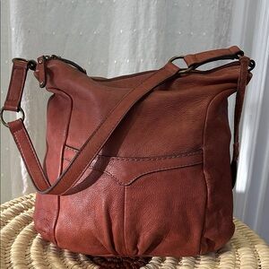 Born Elegant Brown Leather Shoulder Bag with Tag